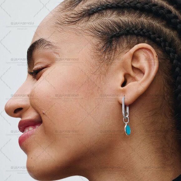 Pandora Turquoise-coloured Engravable Mini Medallion Charm - Picture 6 of 7